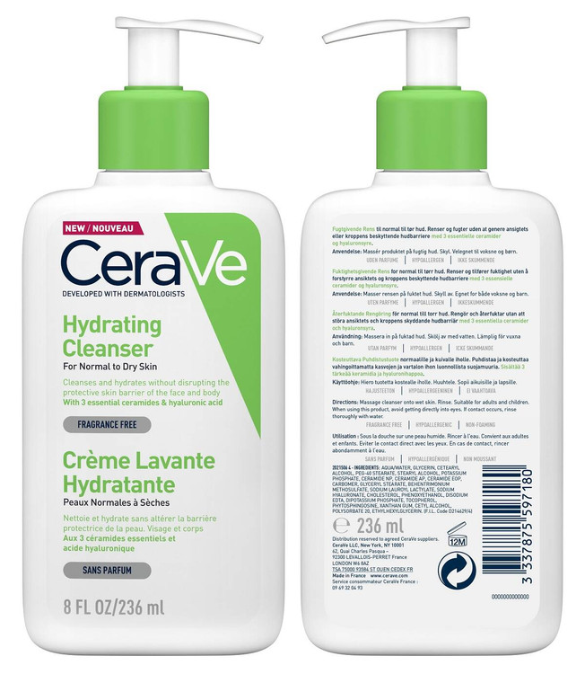 ژل شستشو و آبرسان پوست نرمال تا خشک 236میل سراوی